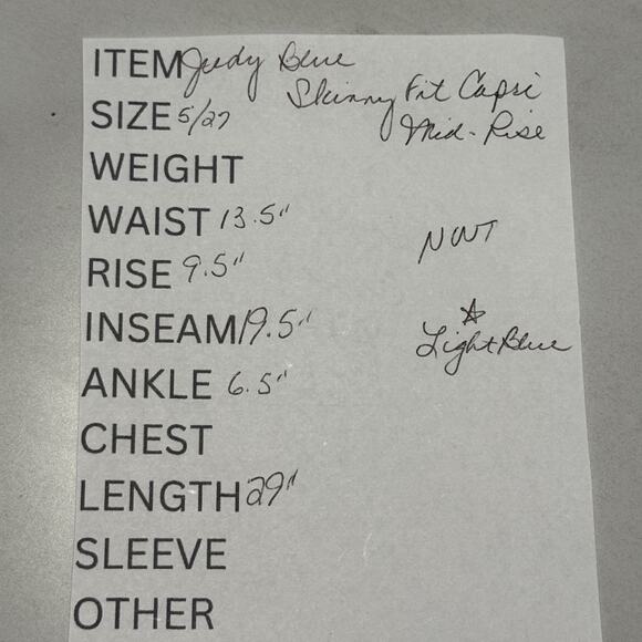 Judy Blue SKINNY FIT CAPRI Size 5/27 Light Wash Stretch Denim Mid-Rise NEW - Picture 11 of 11